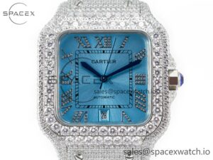 Santos De 40mm TWF 1:1 Best Edition Blue Dial SS/SS Dia/Rmn A2824 - Image 2