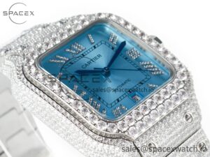 Santos De 40mm TWF 1:1 Best Edition Blue Dial SS/SS Dia/Rmn A2824 - Image 6