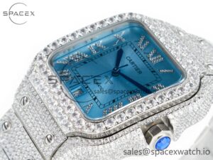 Santos De 40mm TWF 1:1 Best Edition Blue Dial SS/SS Dia/Rmn A2824 - Image 5