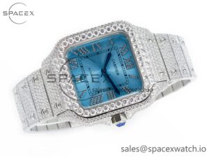 Santos De 40mm TWF 1:1 Best Edition Blue Dial SS/SS Dia/Rmn A2824 - Image 7