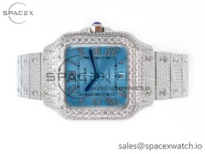 Santos De 40mm TWF 1:1 Best Edition Blue Dial SS/SS Dia/Rmn A2824 - Image 8