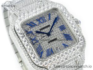 Santos De 40mm TWF 1:1 Best Edition Diamond Dial SS/SS Dia/Rmn A2824 - Image 3