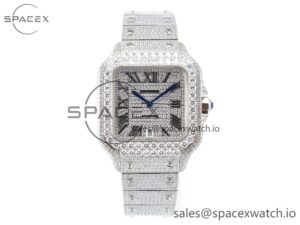 Santos De 40mm TWF 1:1 Best Edition Diamond Dial SS/SS Dia/Rmn A2824