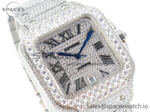 Santos De 40mm TWF 1:1 Best Edition Diamond Dial SS/SS Dia/Rmn A2824 - Image 3