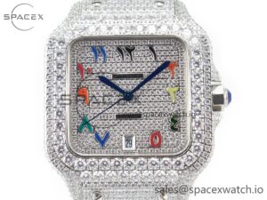 Santos De 40mm TWF 1:1 Best Edition Rainbow Diamond Dial SS/SS A2824 - Image 2