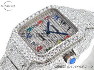 Santos De 40mm TWF 1:1 Best Edition Rainbow Diamond Dial SS/SS A2824 - Image 5