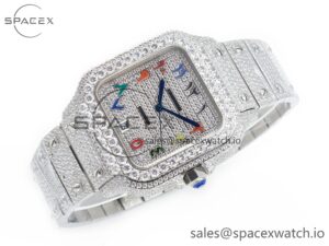 Santos De 40mm TWF 1:1 Best Edition Rainbow Diamond Dial SS/SS A2824 - Image 7