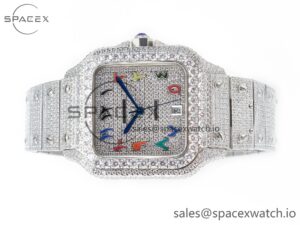 Santos De 40mm TWF 1:1 Best Edition Rainbow Diamond Dial SS/SS A2824 - Image 8