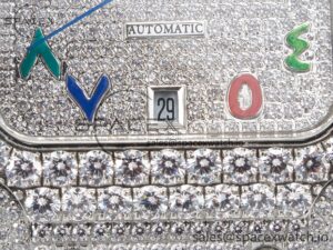 Santos De 40mm TWF 1:1 Best Edition Rainbow Diamond Dial SS/SS A2824 - Image 10