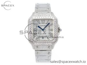 Santos De 40mm TWF 1:1 Best Edition White Dial SS/SS Dia/Rmn A2824