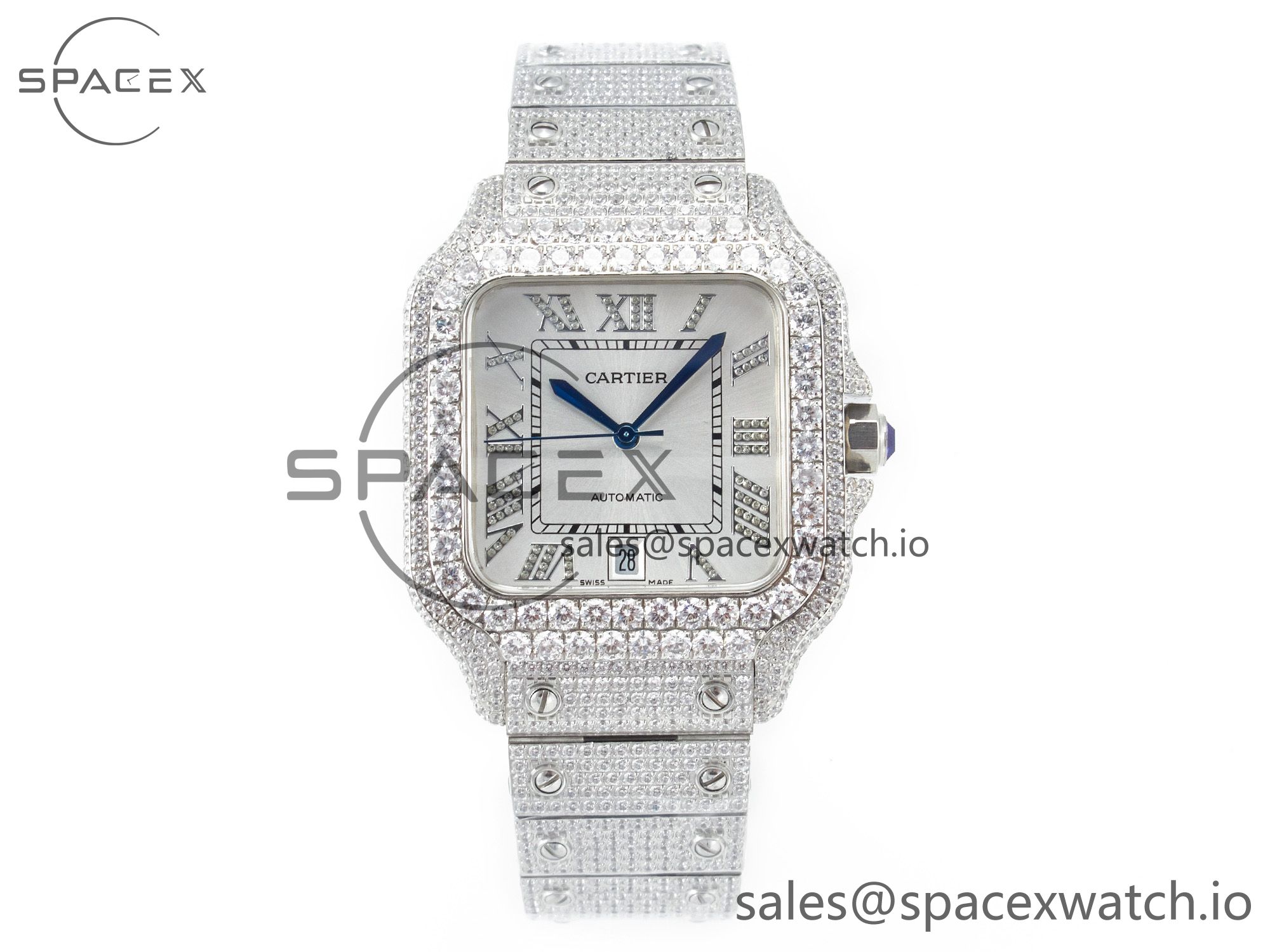IMG_8065 拷贝 Santos De 40mm TWF 1:1 Best Edition White Dial SS/SS Dia/Rmn A2824 - Image 1
