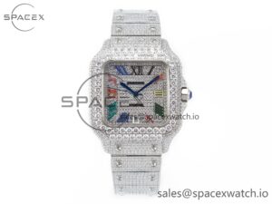 Santos De 40mm TWF 1:1 Best Edition Diamond Dial SS/SS Dia/Rmn A2824