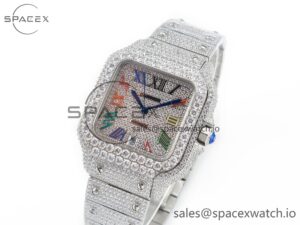 Santos De 40mm TWF 1:1 Best Edition Diamond Dial SS/SS Dia/Rmn A2824 - Image 4