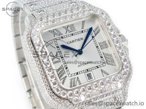 Santos De 40mm TWF 1:1 Best Edition White Dial SS/SS Dia/Rmn A2824 - Image 3