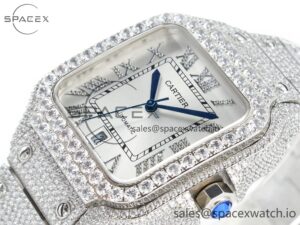Santos De 40mm TWF 1:1 Best Edition White Dial SS/SS Dia/Rmn A2824 - Image 5