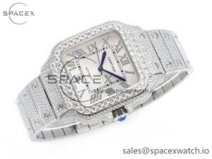 Santos De 40mm TWF 1:1 Best Edition White Dial SS/SS Dia/Rmn A2824 - Image 7
