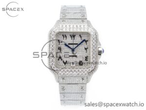 Santos De 40mm TWF 1:1 Best Edition Black Diamond Dial SS/SS A2824