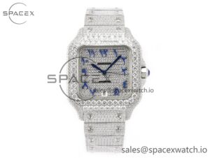 Santos De 40mm TWF 1:1 Best Edition Blue Diamond Dial SS/SS A2824