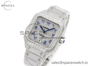 Santos De 40mm TWF 1:1 Best Edition Blue Diamond Dial SS/SS A2824 - Image 4