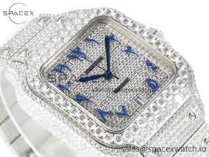 Santos De 40mm TWF 1:1 Best Edition Blue Diamond Dial SS/SS A2824 - Image 6
