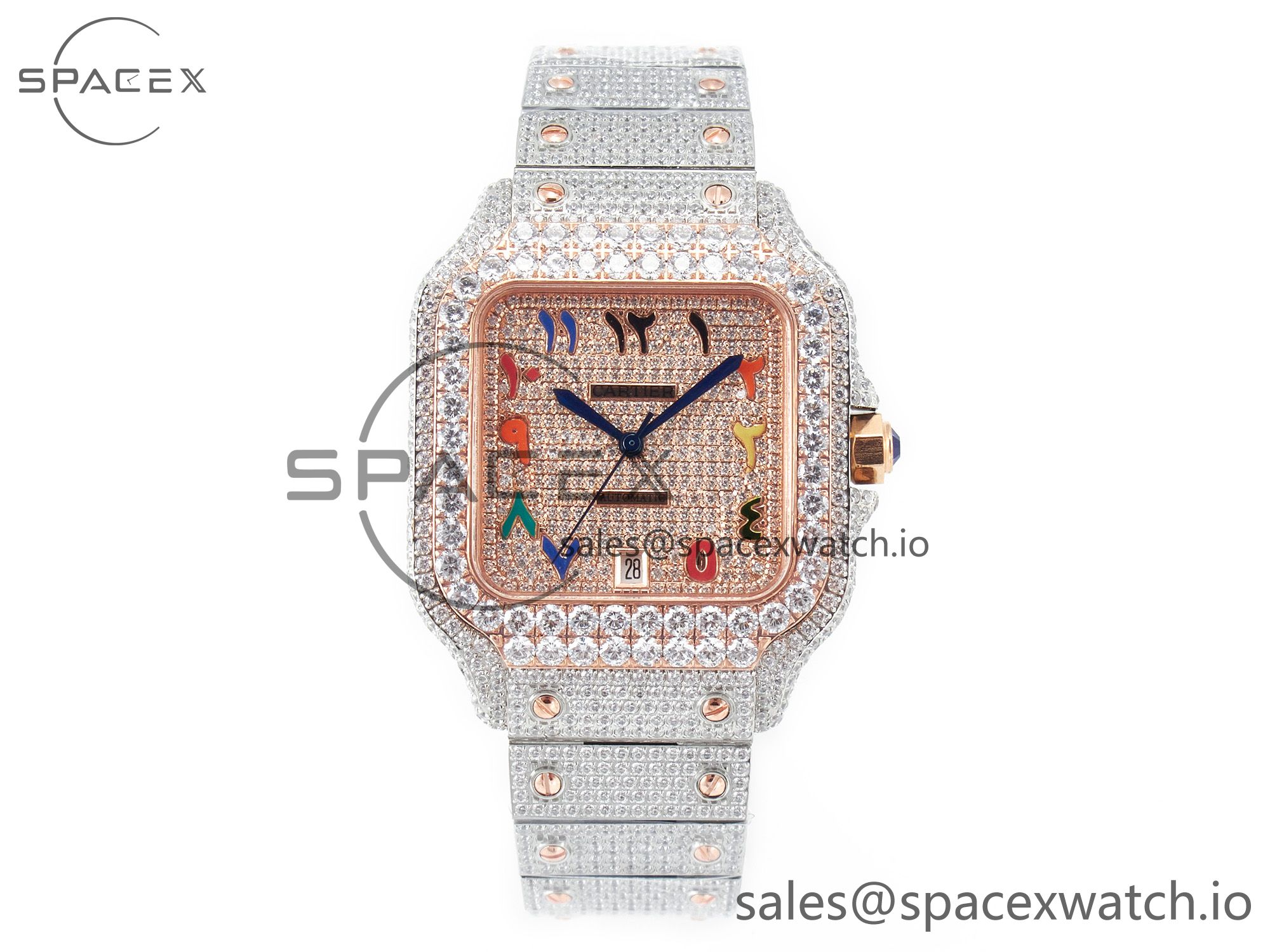 IMG_8100 拷贝 Santos De 40mm TWF 1:1 Best Edition RG Diamond Dial SS/RG A2824 - Image 1