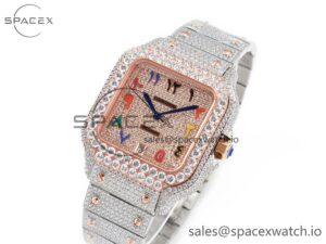Santos De 40mm TWF 1:1 Best Edition RG Diamond Dial SS/RG A2824 - Image 4