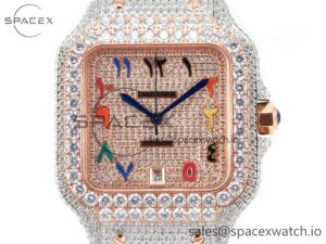Santos De 40mm TWF 1:1 Best Edition RG Diamond Dial SS/RG A2824 - Image 2