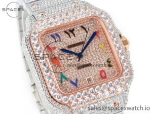 Santos De 40mm TWF 1:1 Best Edition RG Diamond Dial SS/RG A2824 - Image 3