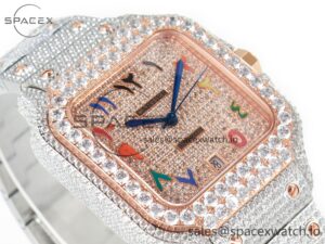 Santos De 40mm TWF 1:1 Best Edition RG Diamond Dial SS/RG A2824 - Image 6