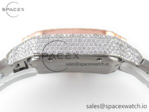 Santos De 40mm TWF 1:1 Best Edition White Diamond Dial SS/RG Dia/Rmn A2824 - Image 12
