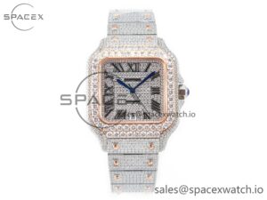 Santos De 40mm TWF 1:1 Best Edition Diamond Dial SS/RG Dia/Rmn A2824