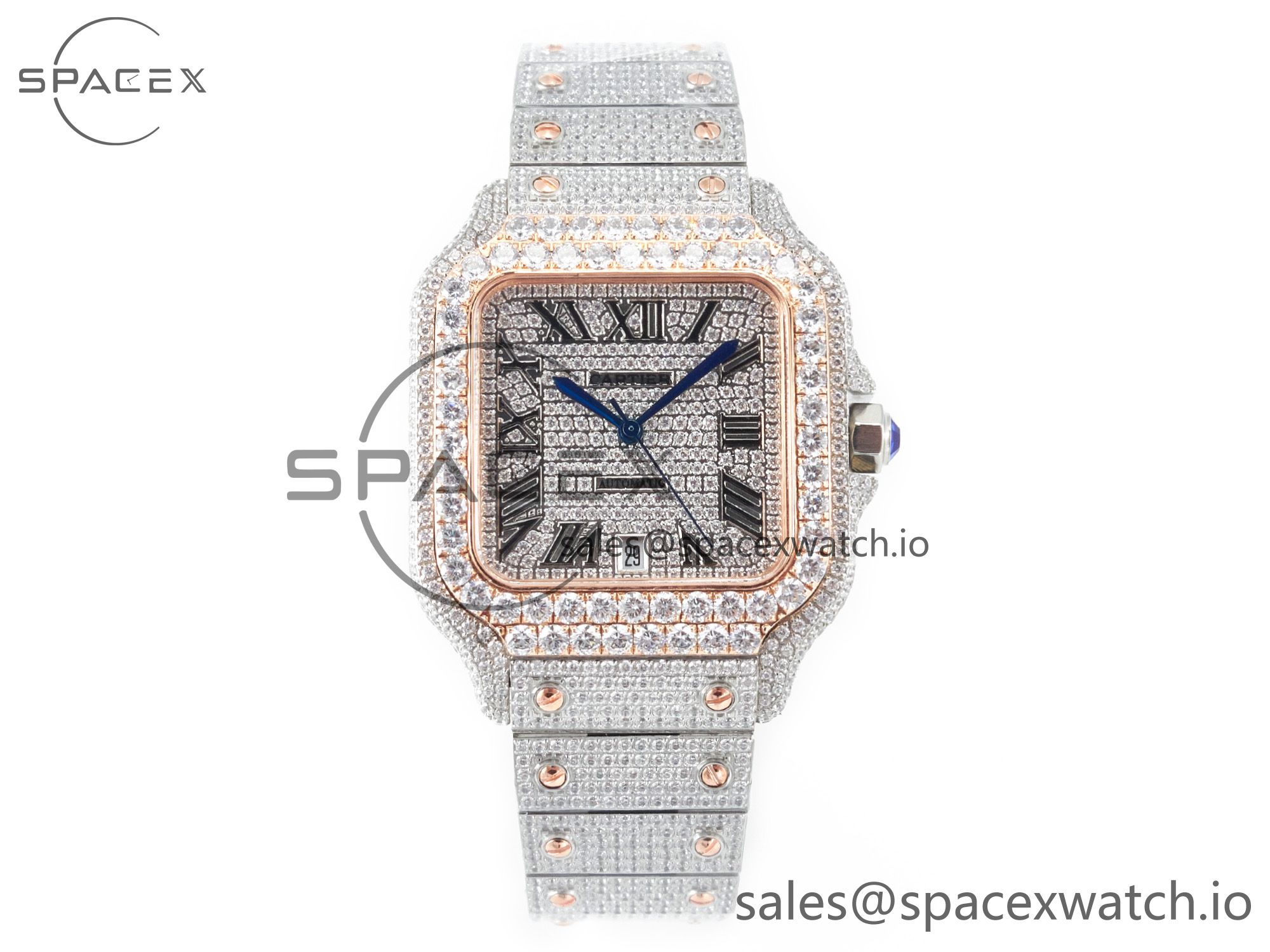 IMG_8122 拷贝 Santos De 40mm TWF 1:1 Best Edition Diamond Dial SS/RG Dia/Rmn A2824 - Image 1
