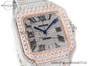 Santos De 40mm TWF 1:1 Best Edition Diamond Dial SS/RG Dia/Rmn A2824 - Image 3
