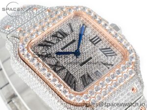 Santos De 40mm TWF 1:1 Best Edition Diamond Dial SS/RG Dia/Rmn A2824 - Image 6