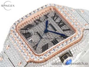 Santos De 40mm TWF 1:1 Best Edition Diamond Dial SS/RG Dia/Rmn A2824 - Image 5