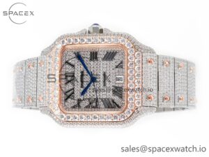 Santos De 40mm TWF 1:1 Best Edition Diamond Dial SS/RG Dia/Rmn A2824 - Image 8