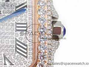 Santos De 40mm TWF 1:1 Best Edition Diamond Dial SS/RG Dia/Rmn A2824 - Image 10