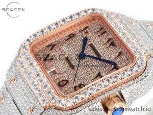 Santos De 40mm TWF 1:1 Best Edition RG Diamond Dial SS/RG A2824 - Image 5