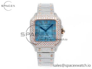 Santos De 40mm TWF 1:1 Best Edition RG Diamond Dial SS/RG Dia/Rmn A2824