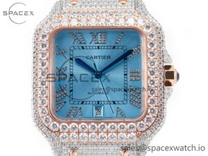 Santos De 40mm TWF 1:1 Best Edition RG Diamond Dial SS/RG Dia/Rmn A2824 - Image 2