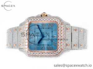 Santos De 40mm TWF 1:1 Best Edition RG Diamond Dial SS/RG Dia/Rmn A2824 - Image 8