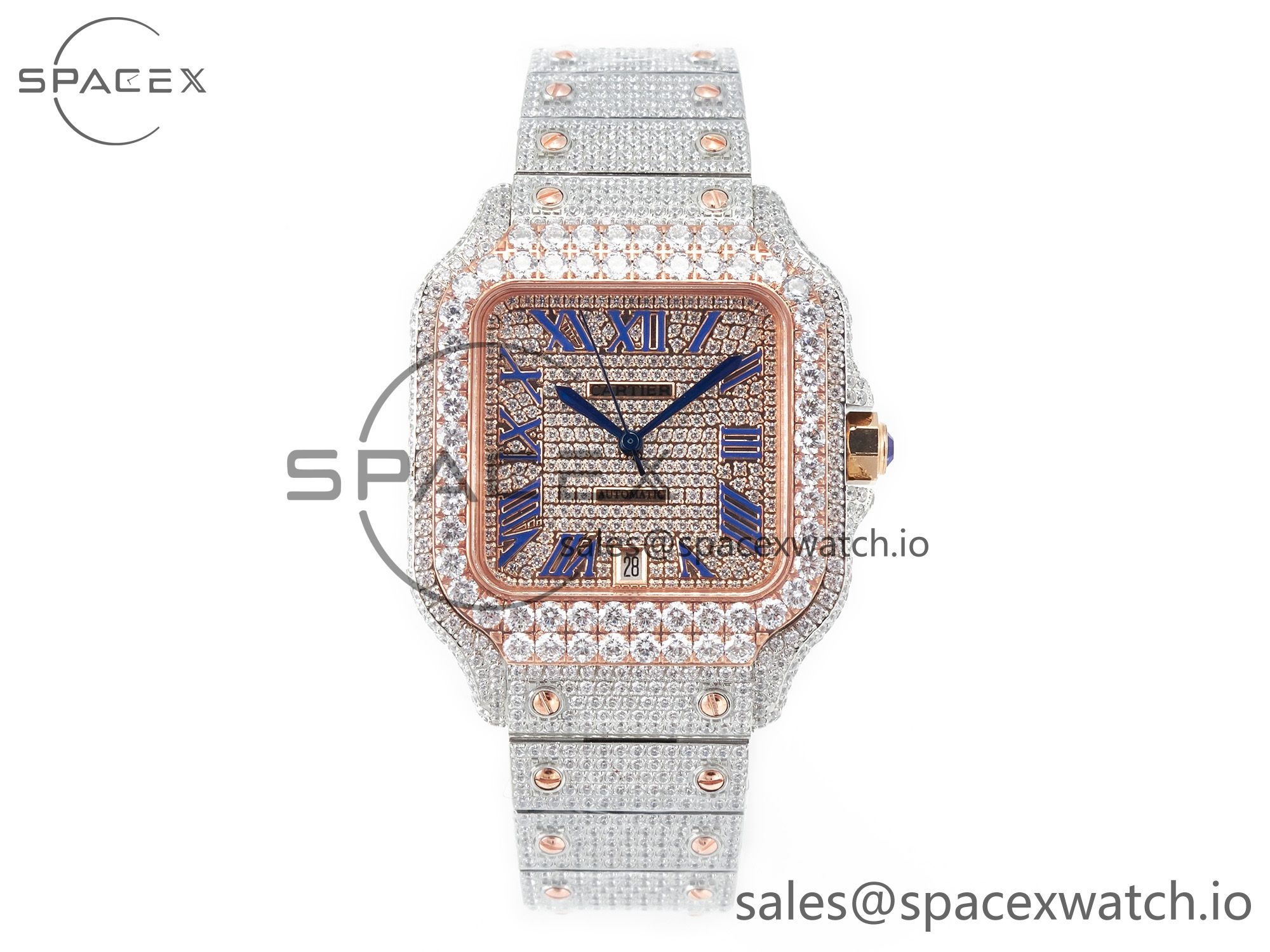 IMG_8164 拷贝 Santos De 40mm TWF 1:1 Best Edition Diamond Dial SS/RG Dia/Rmn A2824 - Image 1