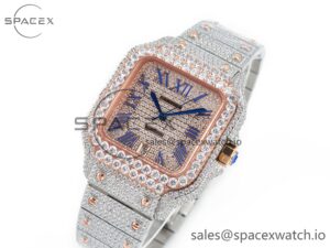 Santos De 40mm TWF 1:1 Best Edition Diamond Dial SS/RG Dia/Rmn A2824 - Image 4