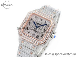 Santos De 40mm TWF 1:1 Best Edition RG Diamond Dial SS/RG A2824 - Image 4