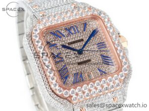Santos De 40mm TWF 1:1 Best Edition Diamond Dial SS/RG Dia/Rmn A2824 - Image 3