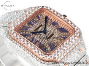 Santos De 40mm TWF 1:1 Best Edition Diamond Dial SS/RG Dia/Rmn A2824 - Image 6