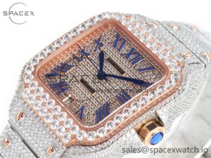 Santos De 40mm TWF 1:1 Best Edition Diamond Dial SS/RG Dia/Rmn A2824 - Image 5