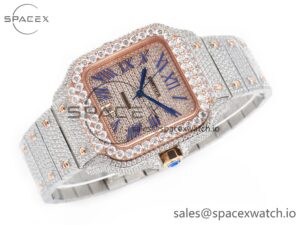 Santos De 40mm TWF 1:1 Best Edition Diamond Dial SS/RG Dia/Rmn A2824 - Image 7