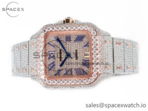 Santos De 40mm TWF 1:1 Best Edition Diamond Dial SS/RG Dia/Rmn A2824 - Image 8