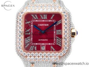 Santos De 40mm TWF 1:1 Best Edition Red Diamond Dial SS/RG Dia/Rmn A2824 - Image 2